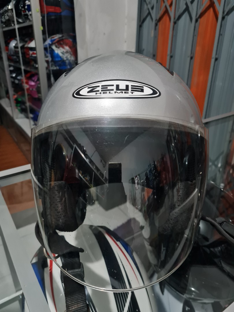 Jual Helm Zeus 617 Silver Glossy, Aksesoris Mobil di Carousell