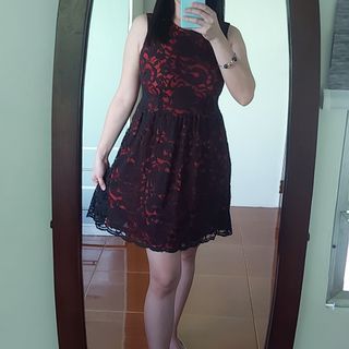 Lace Black and Red Dress