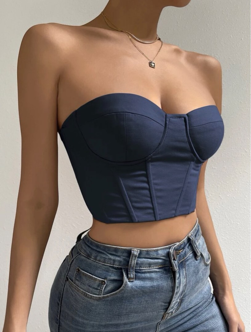 Lace up bustier crop tube top, Women's Fashion, Tops, Sleeveless on  Carousell