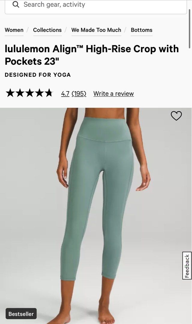BNWT Lululemon Align High Rise Pant with Pockets 25 Tidewater Teal (Size  6), Women's Fashion, Activewear on Carousell