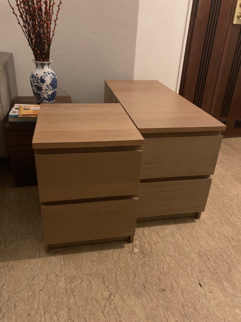 Malm ikea night stand two drawers, Furniture & Home Living, Furniture