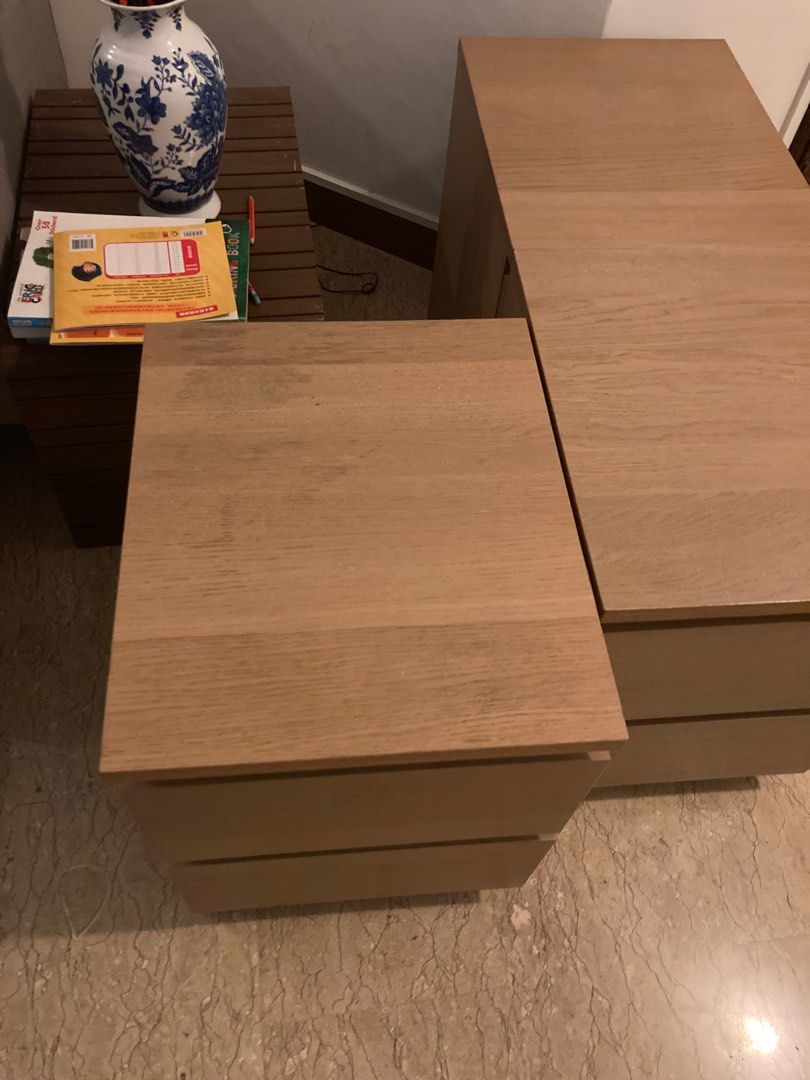 Malm ikea night stand two drawers, Furniture & Home Living, Furniture