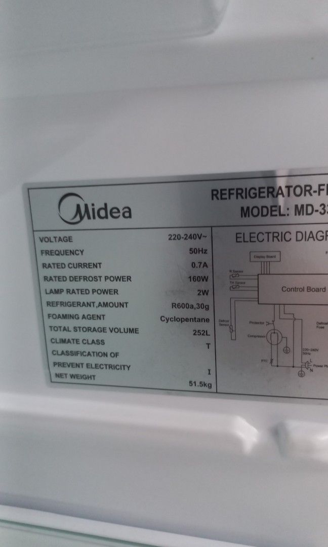 Midea Refrigerator Freezer, TV & Home Appliances, Kitchen Appliances