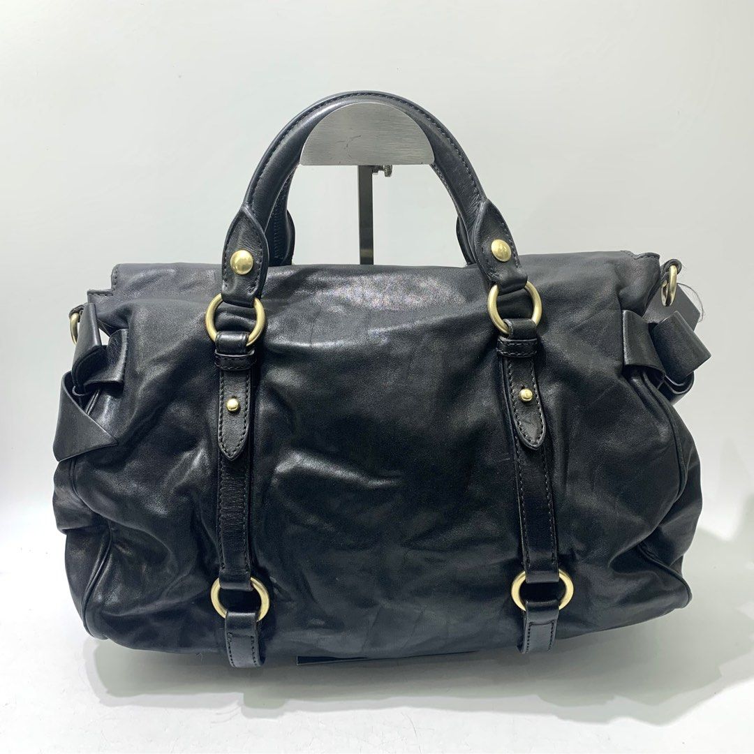miu miu vitello lux 2way ribbon bag 黒 MIU MIU(ミュウミュウ) Vitello Lux Ribbon2WAYショルダーバッグ