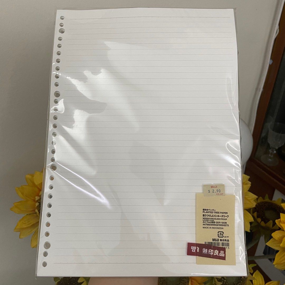 Muji A4 Lined Loose Leaf Paper 100 Sheets, Hobbies & Toys, Stationery & Craft, Stationery