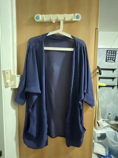 Navy Chiffon Cardigan Outerwear