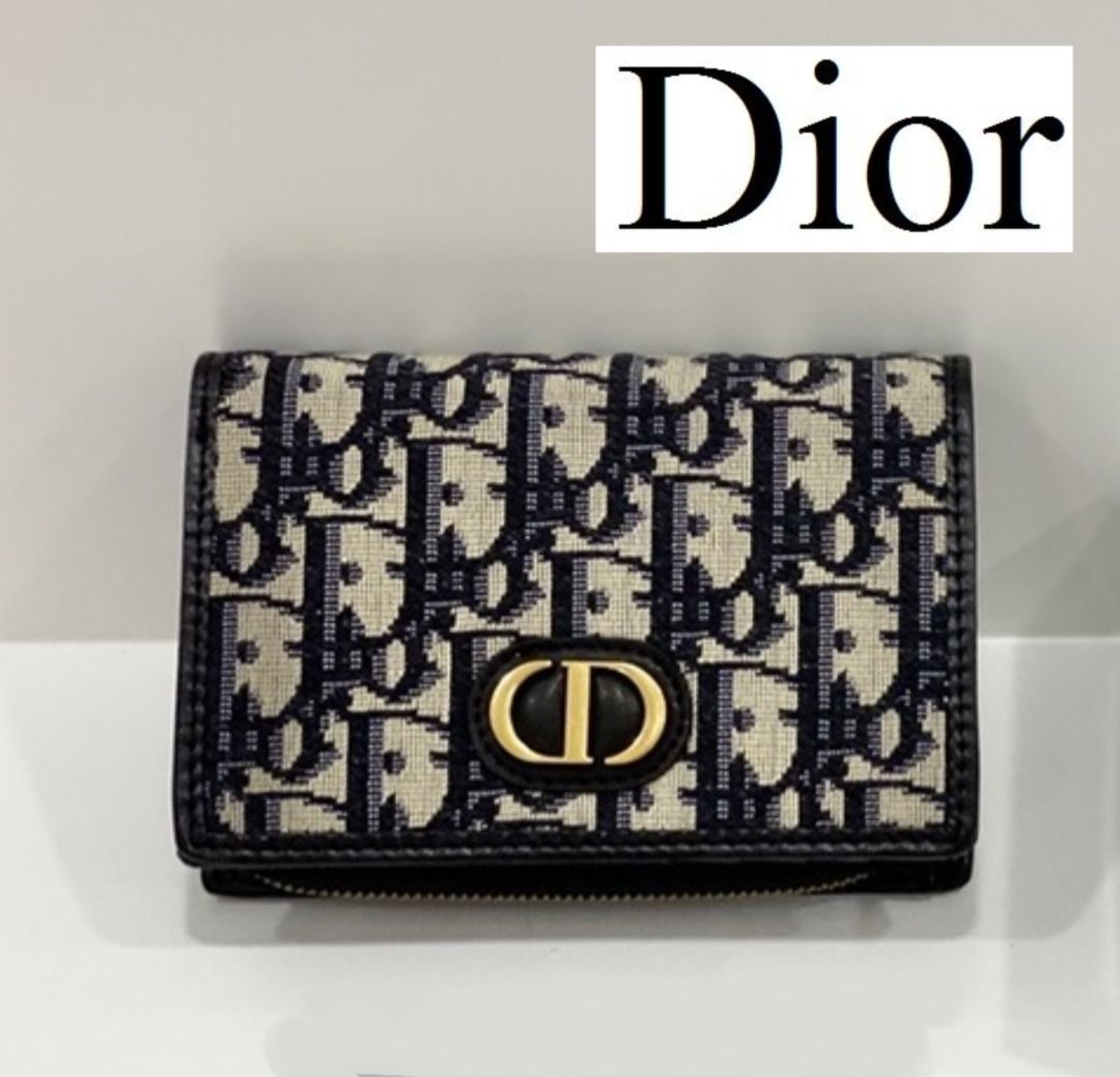 30 Montaigne Lotus Wallet Blue Dior Oblique Jacquard