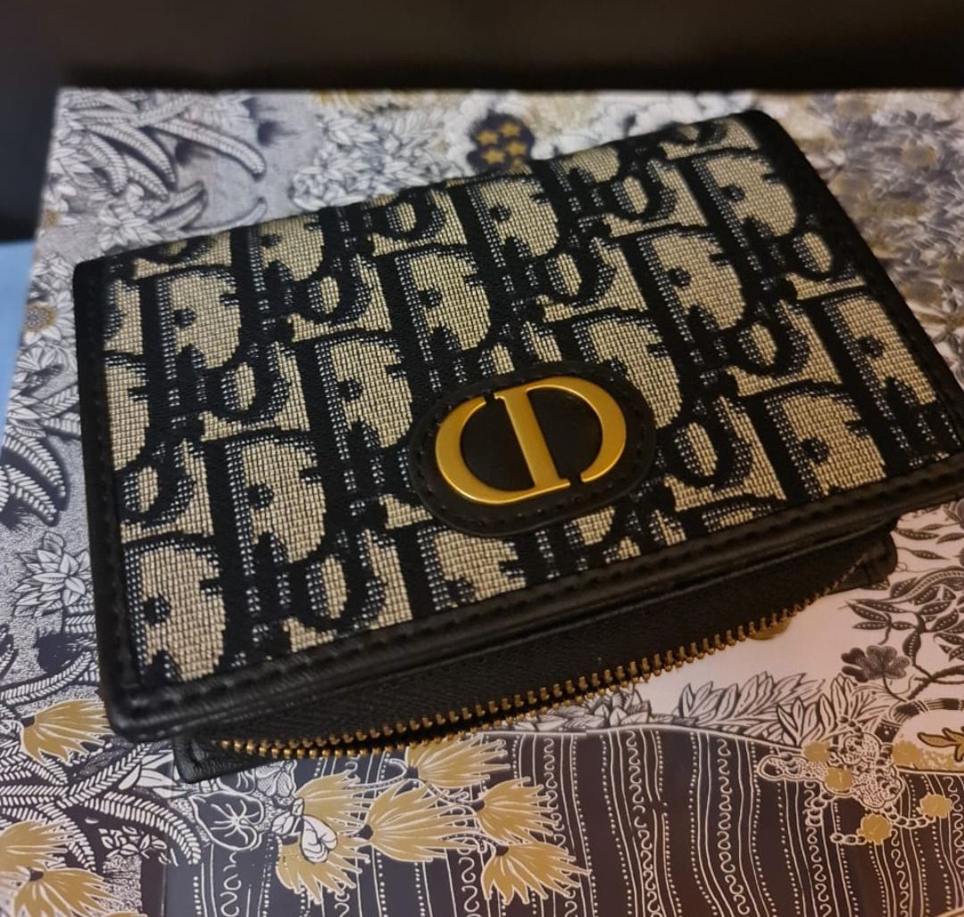 30 Montaigne Lotus Wallet Blue Dior Oblique Jacquard