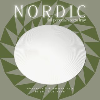 NORDIC Porcelain Flat Pizza Tray | Piring Keramik Besar