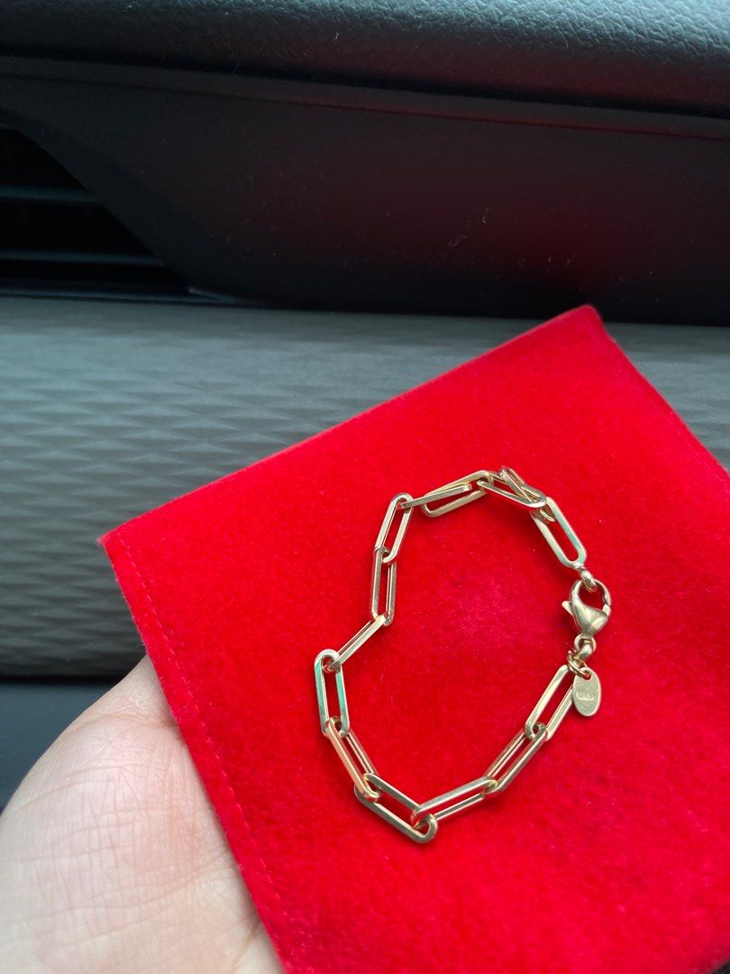 Paperclip bracelet 18k Japan gold, Women's Fashion, Jewelry