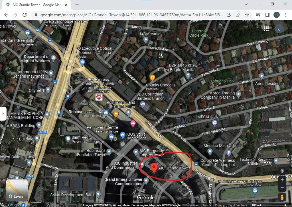 Pasig City near Robinson Galleria Condo unit with parking at AIC Grande