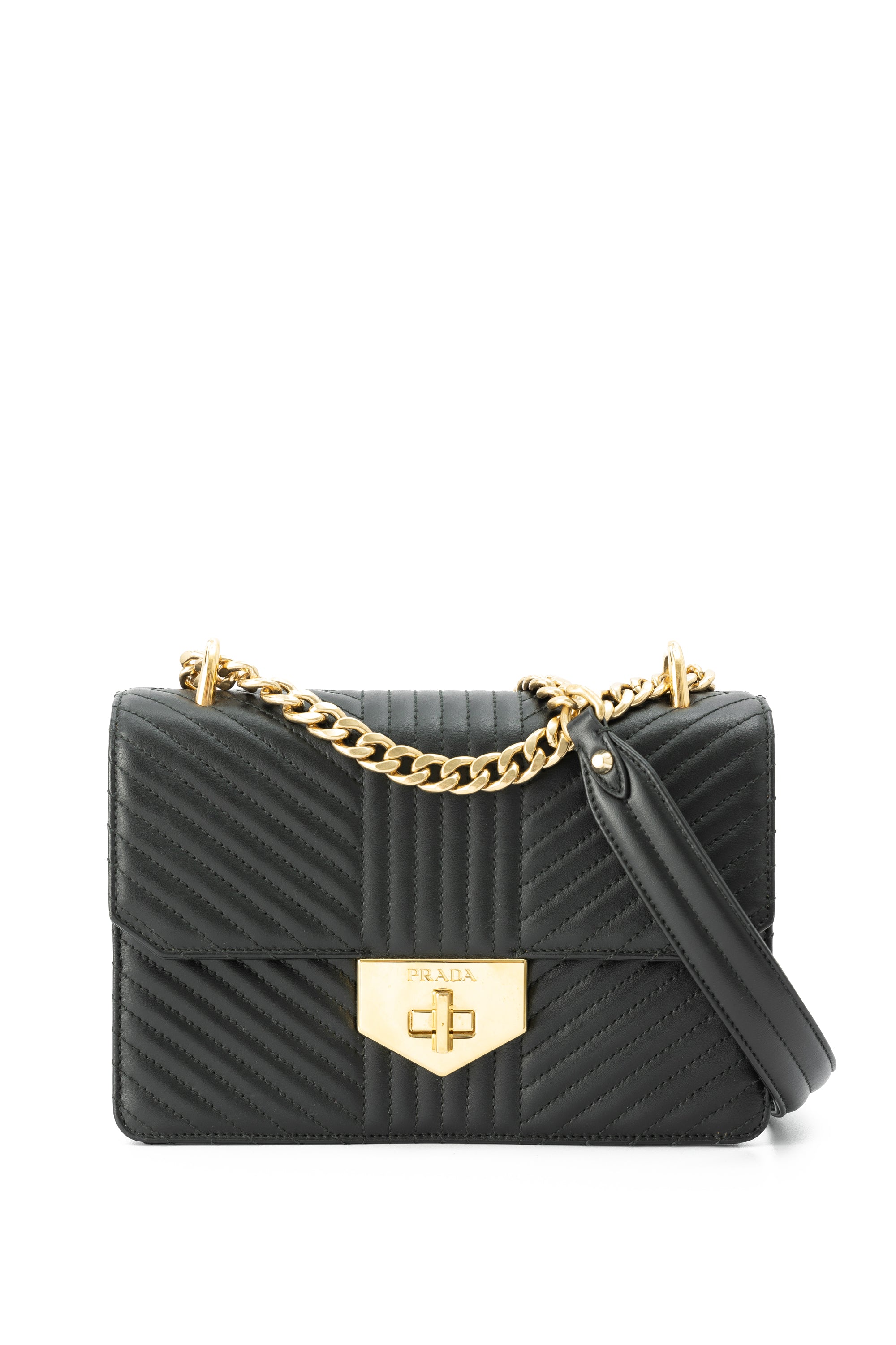 Prada Chevron Flap Shoulder Bag Leather oxluxe Luxury Bags
