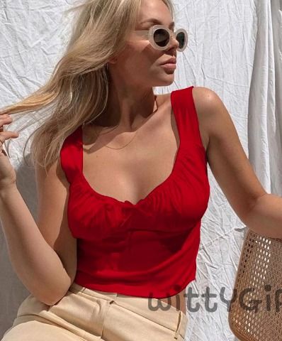 Red bustier top (Category: Sleeveless) located in Caloocan City. Submitted by ish.declutters (Listing ID 1215387968, Image 2). Description: Mod: shopee check out/lalamove Mop: gcash.