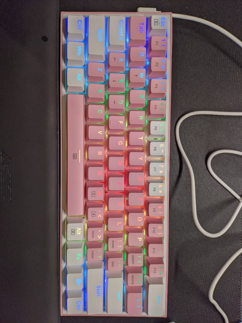 Redragon Fizz K617 RGB Modded Pink Mechanical Keyboard Linear Switch Less Than a Week Used