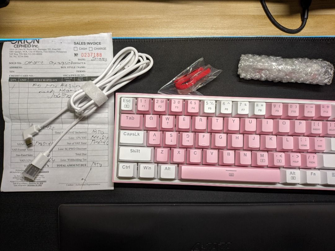 Redragon Fizz K617 RGB Modded Pink Mechanical Keyboard Linear Switch Less Than a Week Used