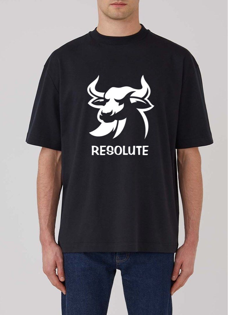 Resolute Premium Oversized Tee 1st Edition 🐃 Black ⚫️ Size: S - 3XL | 1. Fitted Collar | 2. Drop Shoulder | 3. Boxy Cut | 4. Oversized | 5. 240 GSM Pure Cotton | 6. Direct-To-Garment Printing (DTG) (Category: Tshirts & Polo Shirts) located in Singapore. Submitted by edwination_ (Listing ID 1214282164, Image 1). Description: ✅ Brand New for Pre-Orders [within 2 weeks] Colours: Black ⚫️ Size: S - 3XL [Check Size Chart for Tee Measurements] 1. Fitt
