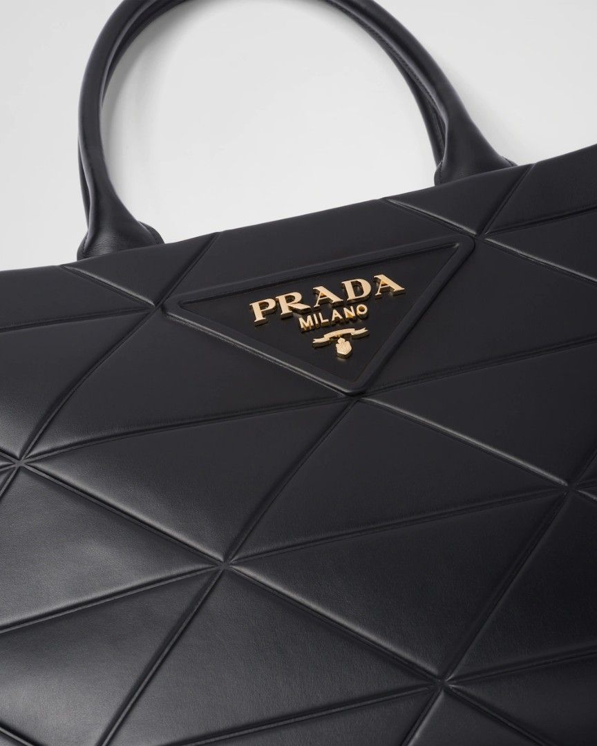 Prada small leather prada symbole bag with topstitching white-Via Manzoni