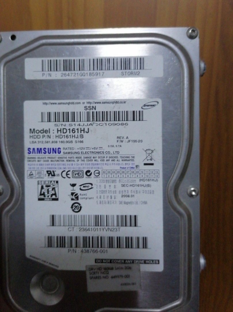 Samsung hard drive model HD161HJ 160GB, Computers & Tech, Parts