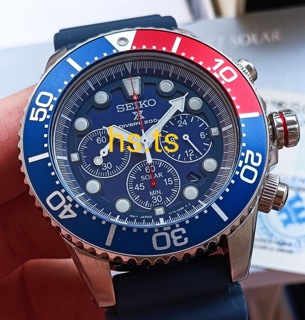 Seiko Prospex 🔴🔵 Solar Chronograph Divers Watch SSC019P1, Men's Fashion,  Watches & Accessories, Watches on Carousell