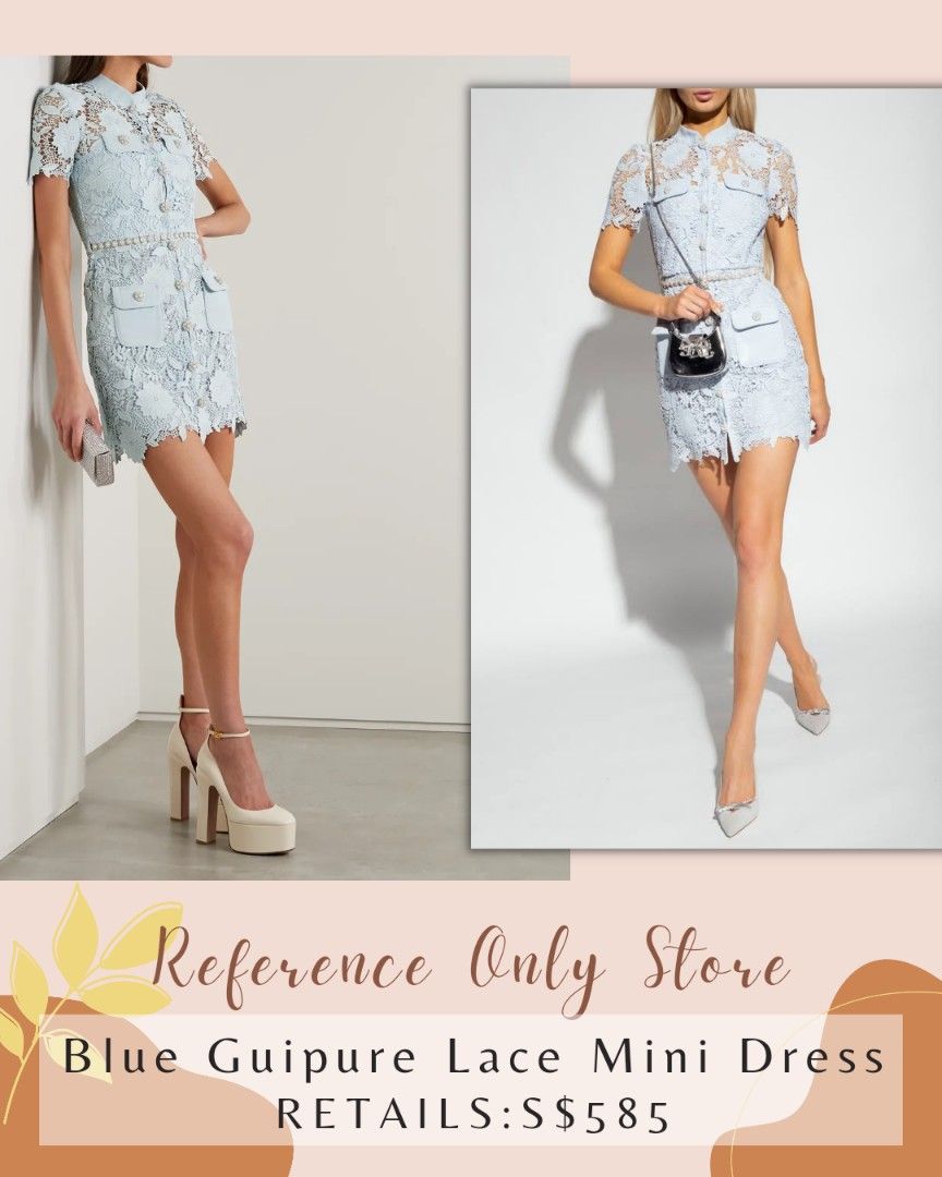 Self Portrait Blue Guipure Lace Mini Dress Women s Fashion Dresses Sets Dresses on Carousell