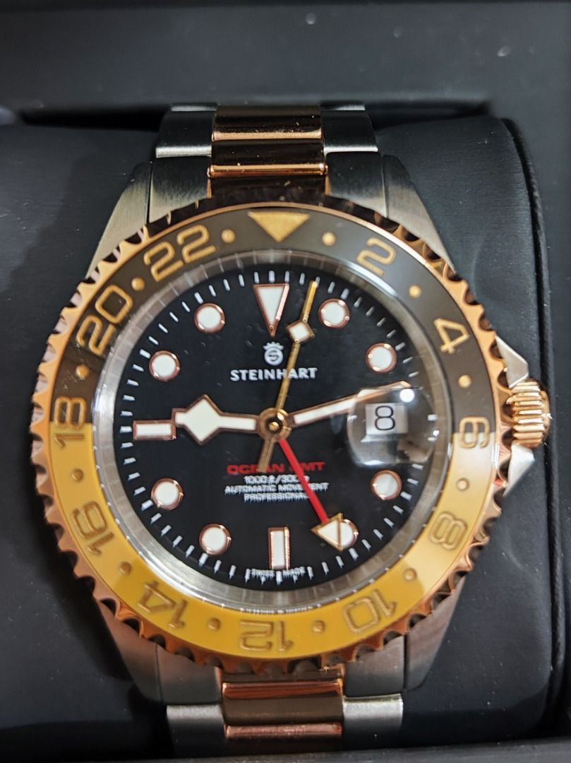 steinhart Ocean One GMT two-tone BLACK/KHAKI Diver Watch, 男裝