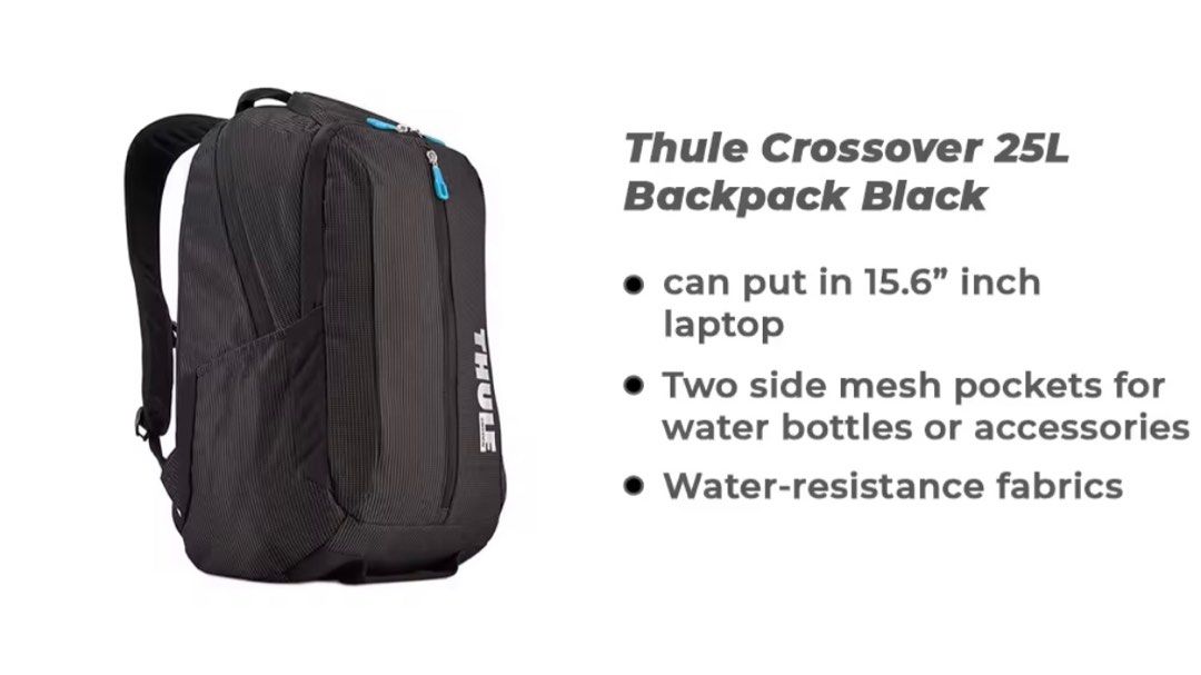 Thule crossover 25L backpack black, Men's Fashion, Bags, Backpacks on