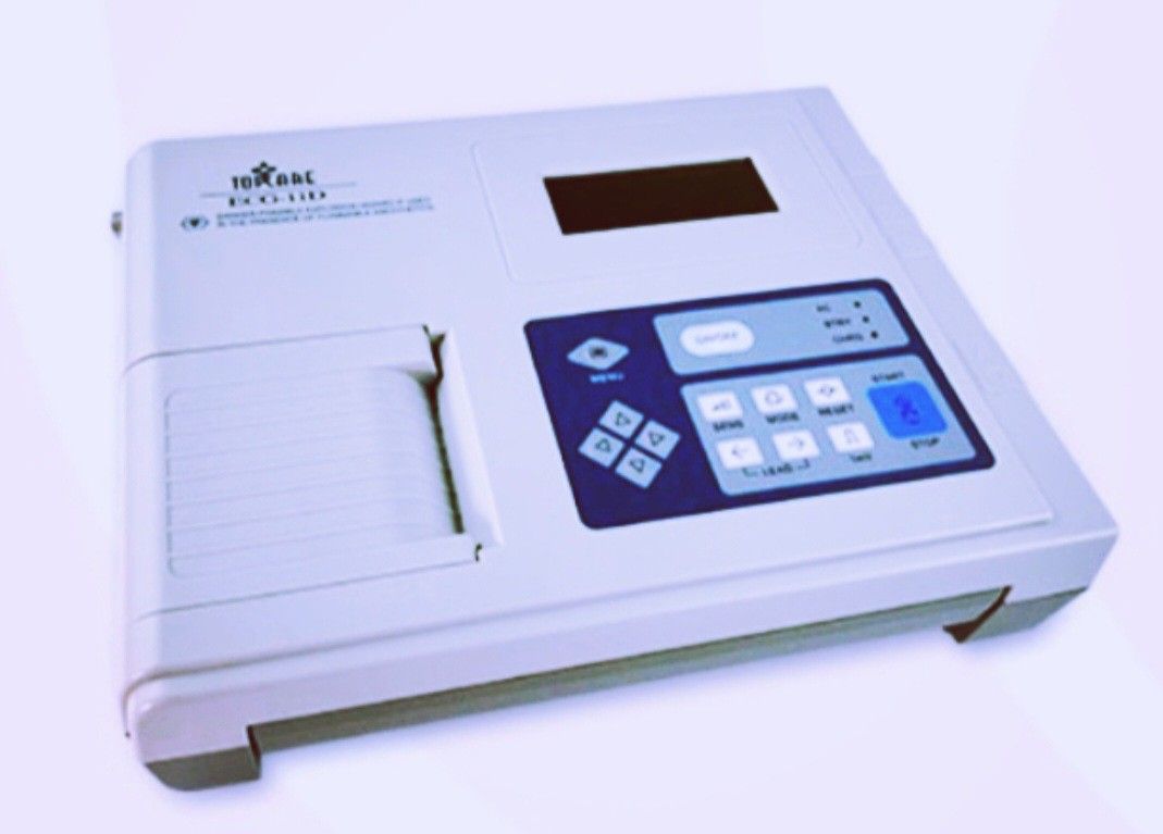 Topcare ECG machine Single channel with interpretation (Category: Health Monitors & Weighing Scales) located in Marikina City. Submitted by entropymarketing (Listing ID 1215353210, Image 1). Description: TOPCARE ECG Machine with interpretation Single channel Brandnew Pre order basis 1-2 days Features: •1 / 2 channel printout format. •192×64 graphic LCD to display 1 Channel ECG waveform, setting menu and operating conditions of the unit. •12 Lead 