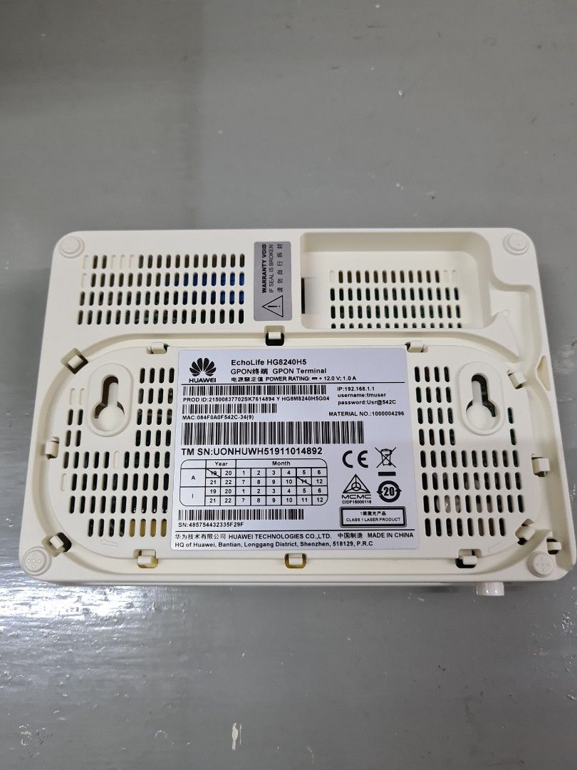 Huawei Echolife Hg8240h5 Unifi Fibre Modem Gpon Terminal Computers And Tech Parts And Accessories 7398