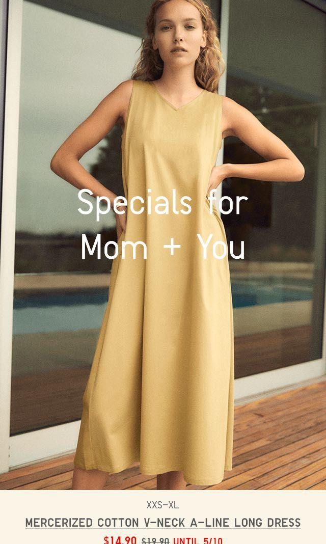 Uniqlo Mercerized cotton V Neck A Line sleeveless long dress, Women's Fashion, Dresses & Sets, Dresses on Carousell Uniqlo Mercerized cotton V Neck A Line sleeveless long dress, Women's Fashion, Dresses & Sets, Dresses on Carousell