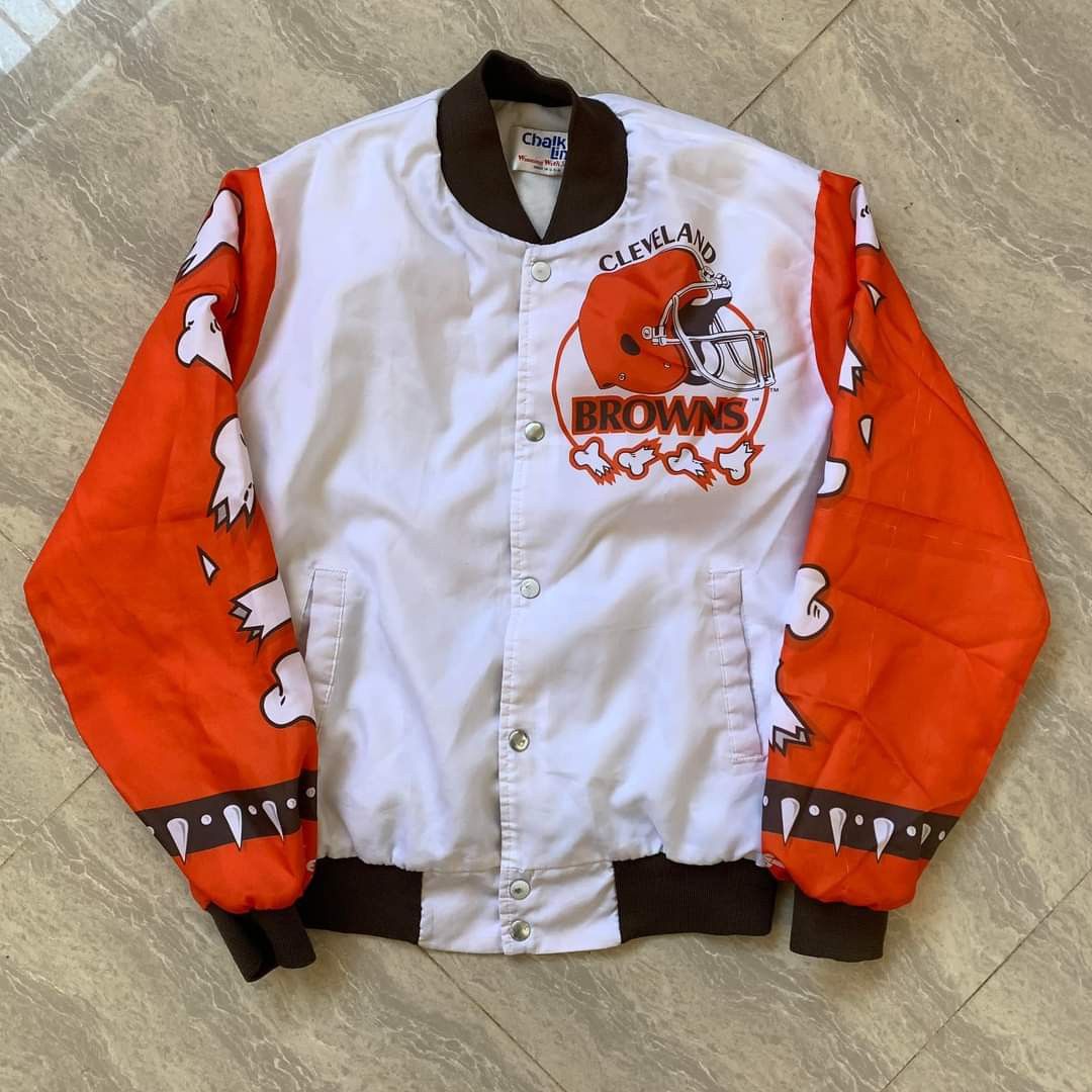 Vintage 1990's Cleveland Browns by Chalk Line NFL Bomber Jacket on