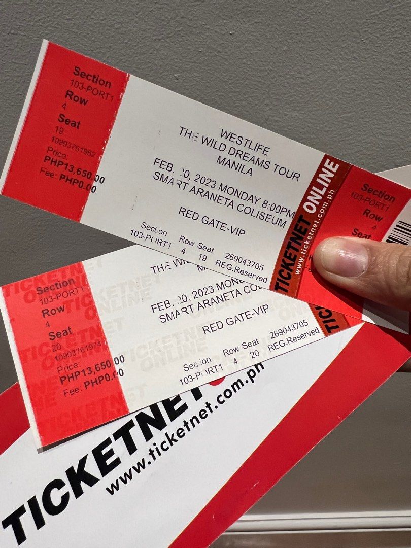 Westlife Concert Vip Tickets Row 4, Tickets & Vouchers, Event Tickets On  Carousell