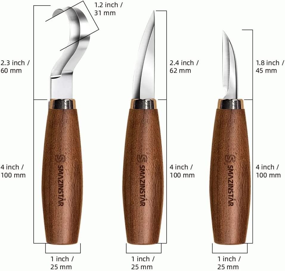 1 Set Wood Color Stainless Steel+Wood Wood Carving Kit Suitable For Adults  And Kids Beginners Carving Wood Carving Set Contains: 6*Carving Tools
