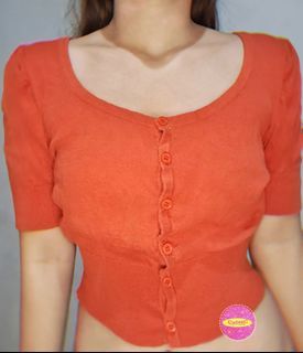 Y2k clothes oranye crop top