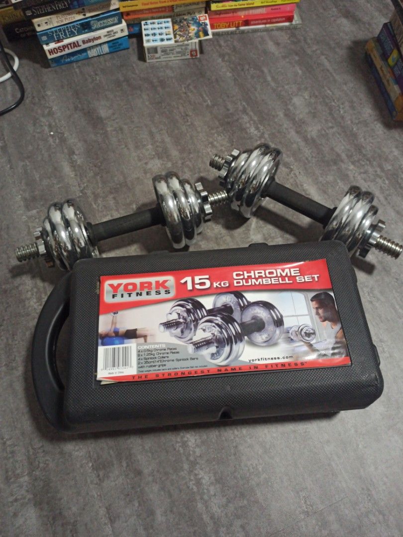 York 15kg best sale chrome dumbbell set