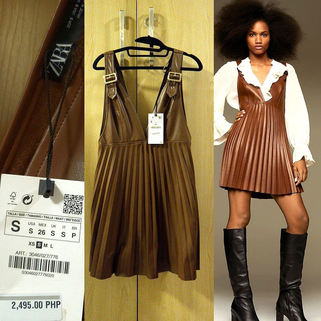 Zara Faux Leather Pinafore Skirt Women s Fashion Dresses Sets Dresses on Carousell