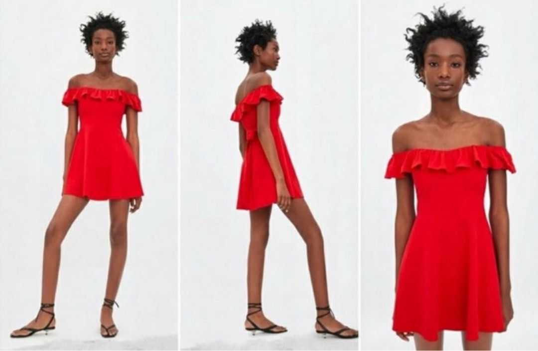 Zara Off Shoulder Tie Back Mini Dress, Women's Fashion, Dresses & Sets,  Dresses on Carousell