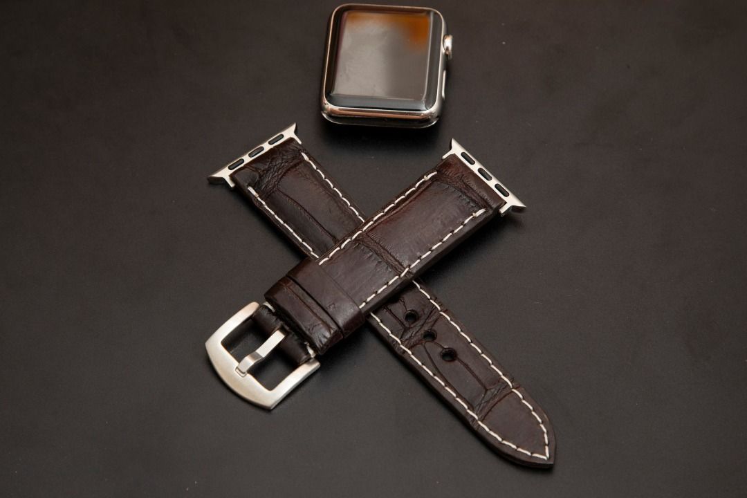 45mm/44mm/42mm/41mm/40mm/38mm Brown Genuine Crocodile Belly