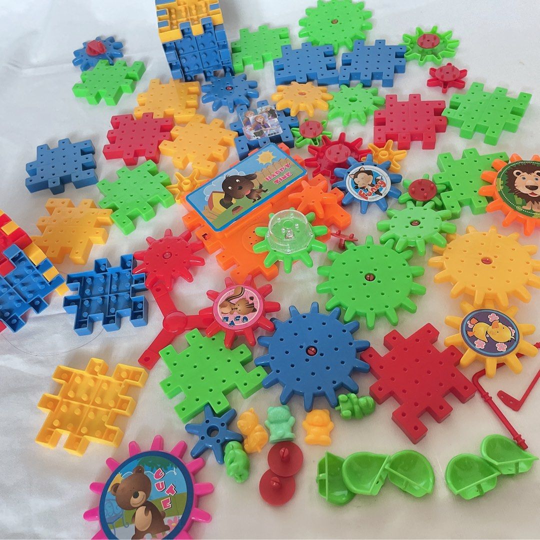 兒童齒輪益智積木拼裝玩具 百變電動玩具（音樂及轉動功能正常，唯燈不亮） 所有配件如照片約87件零件組@p22