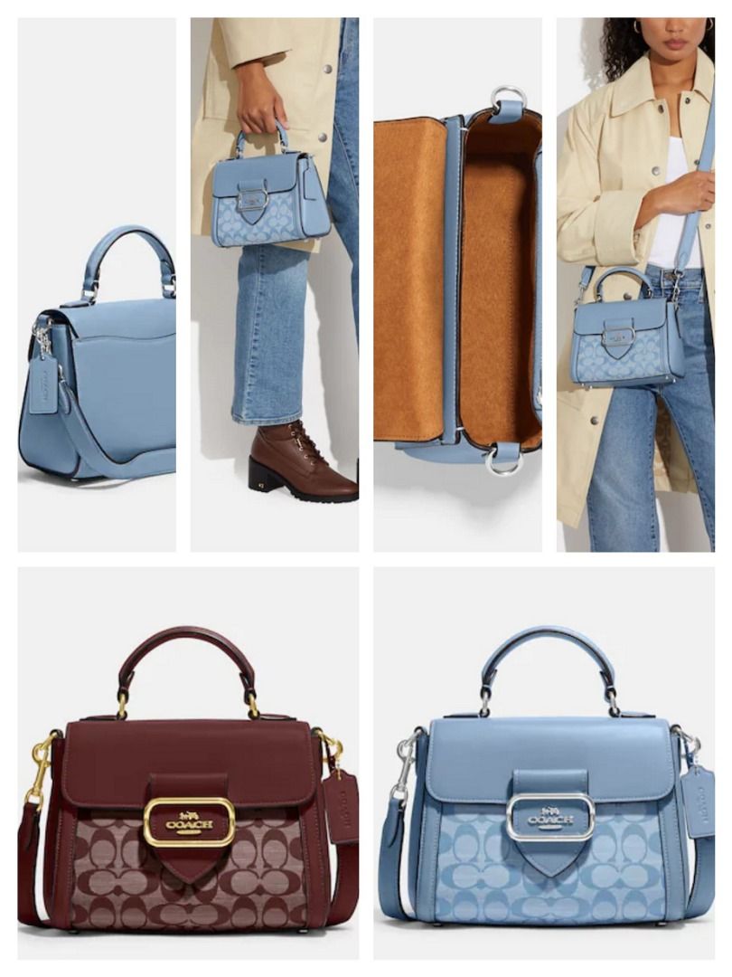 ((有單)) COACH Top Handle Satchel In Signature Chambray and smooth