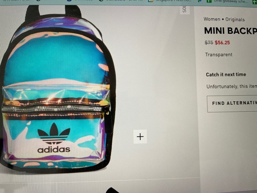 Adidas Mini Backpack Holographic, Women's Fashion, Bags & Wallets