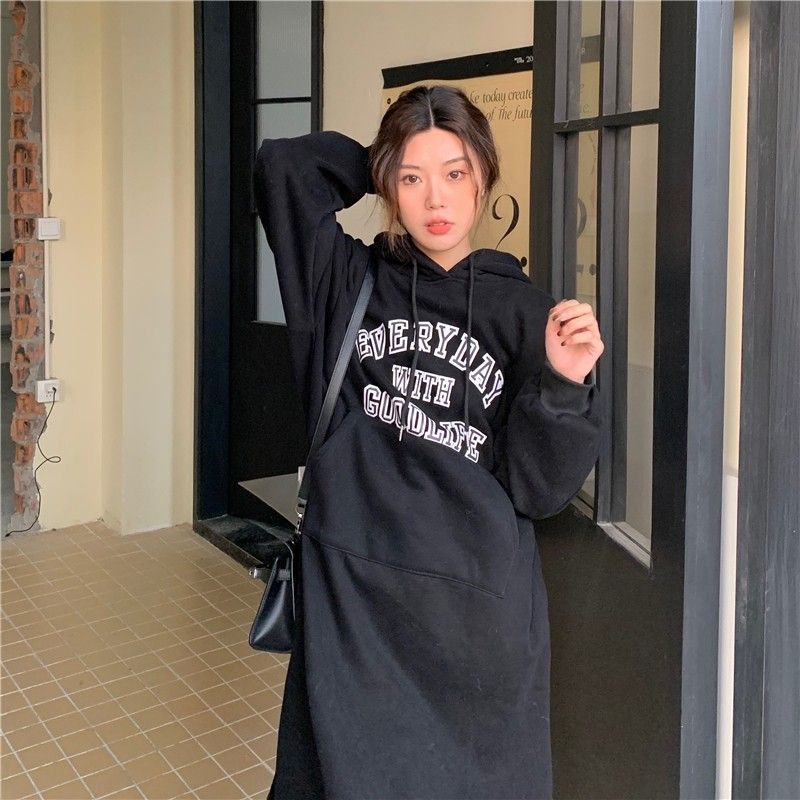 Oversized hooded top sweater dress