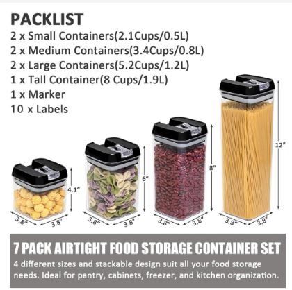Extra Large Tall Food Storage Containers 7 qt/ 220oz/ 6.5L, For