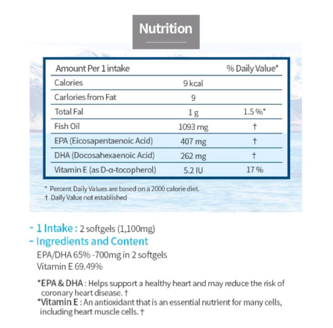 Atomy Alaska EOmega 3 (55mg X 180 capsules), Health & Nutrition