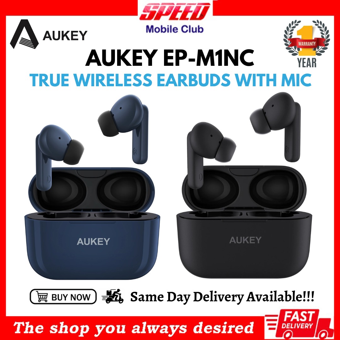 AUKEY EP-M1NC True Wireless Earbuds with Active Noise Cancelling - Black