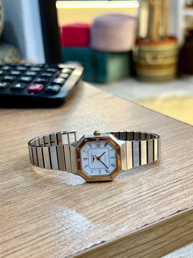Auth Vintage Longines Octagonal Gold Plated Bezel Ladies Watch