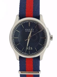 AUTHENTIC GUCCI MEN’S 126.4 / YA126443 AUTOMATIC DIAMANTE DIAL WATCH WITH NATO STRAP