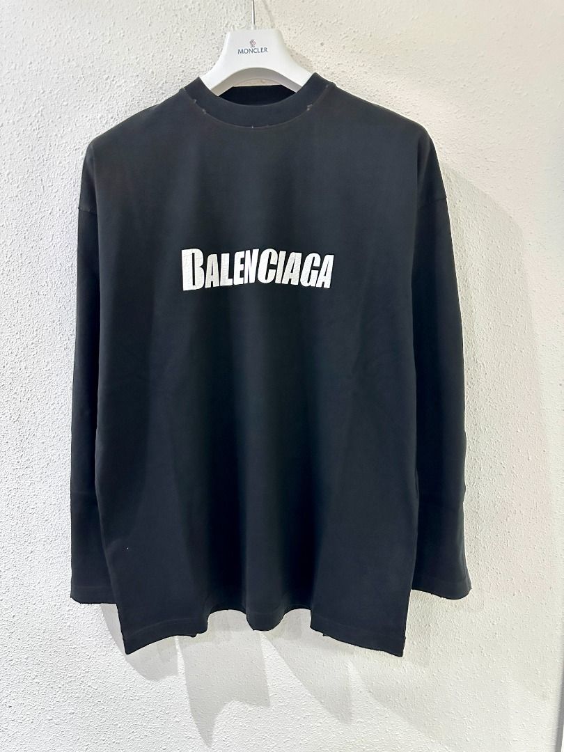 Balenciaga Caps Long Sleeve T-Shirt Oversized In Black