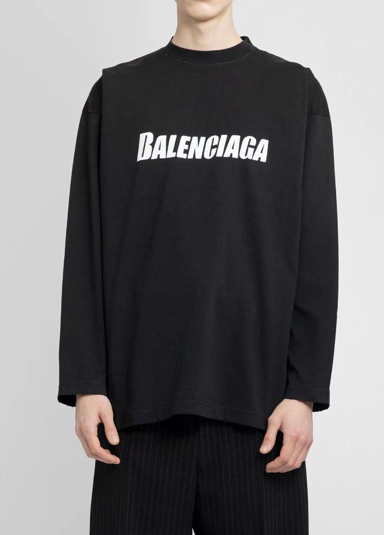 Balenciaga Caps Long Sleeve T-Shirt Oversized In Black