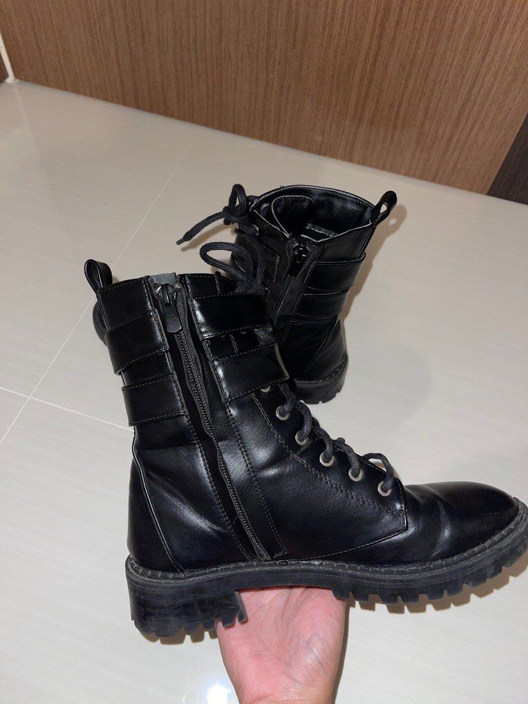 Bershka Lace up boots Women s Fashion Footwear Boots on Carousell