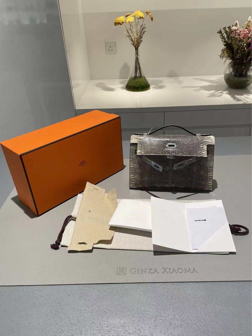 Hermès Kelly Pochette Ombre Lizard With Silver Hardware - AG Concierge Fzco